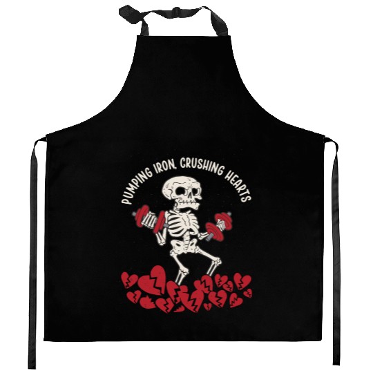 Anti Valentine´s Day Broken Heart Powerlifting Gym Kitchen Aprons