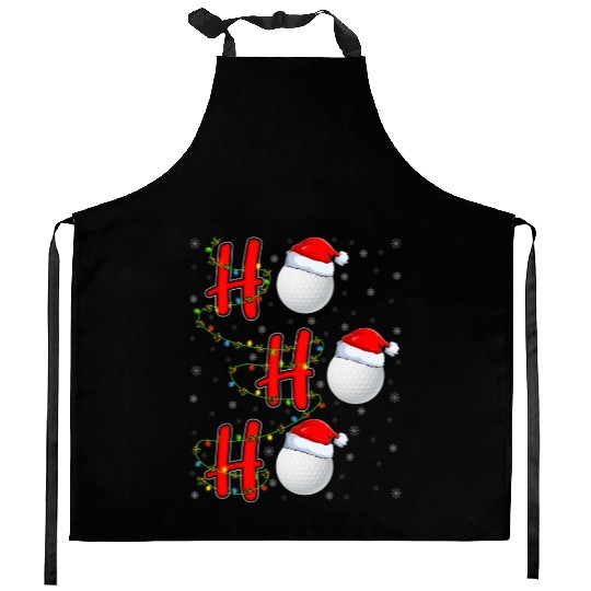 Golf Lighting Xmas Santa Ho Ho Ho Golf Christmas Kitchen Aprons