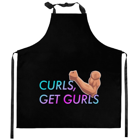CURLS GET GURLS GYM MUSCLE Kitchen Aprons