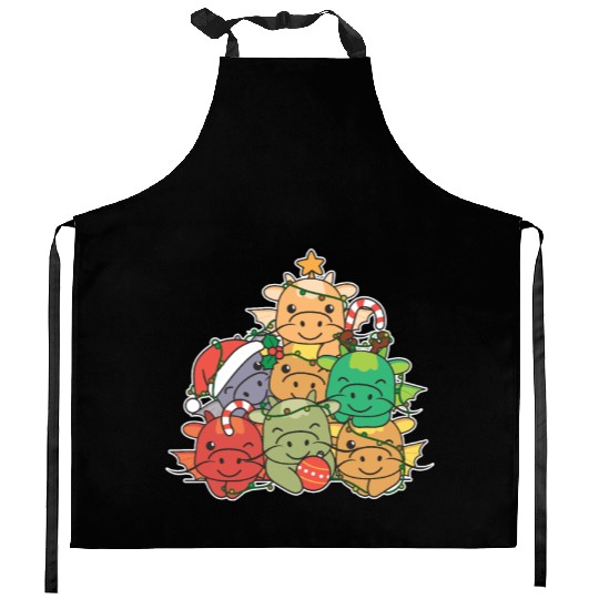 Dragon Christmas Tree Funny Animal Christmas Kitchen Aprons