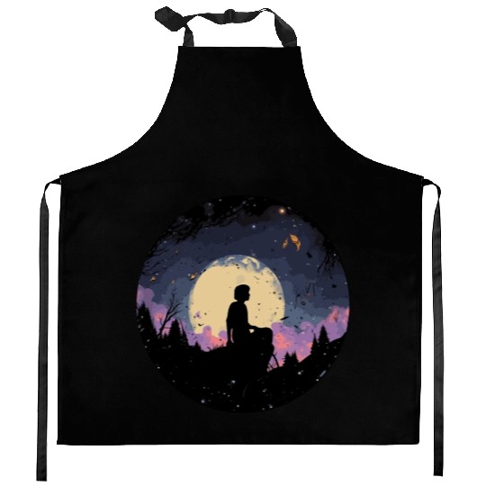 Night Sky Stargaze Enchanting Nature Graphic Lover Kitchen Aprons