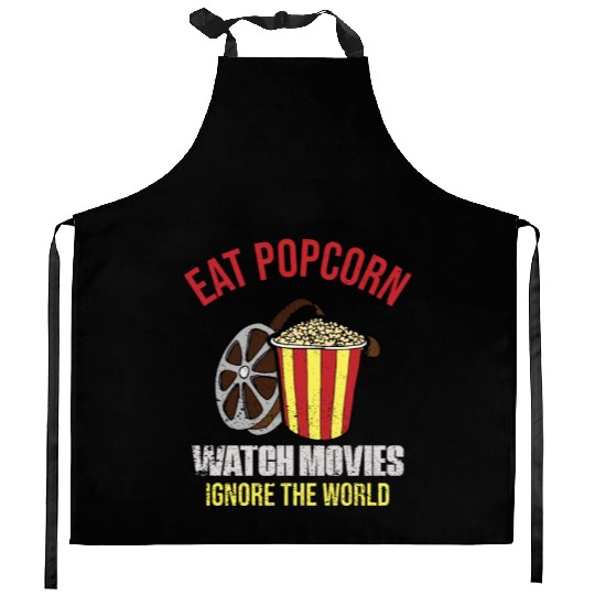 Eat Popcorn Watch Movies Ignore The World Kitchen Aprons