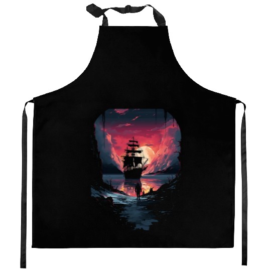 Ice Sailing Iceboat Racing Ice Sailor Winter Kitchen Aprons
