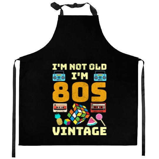 80s Vintage Vibes - Retro Design with Neon Colors Kitchen Aprons