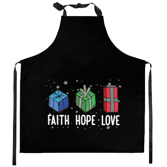 Faith Hope Love Religious Family Christmas Kitchen Aprons