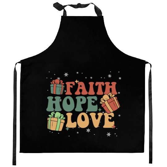 Faith Hope Love Religious Family Christmas Kitchen Aprons