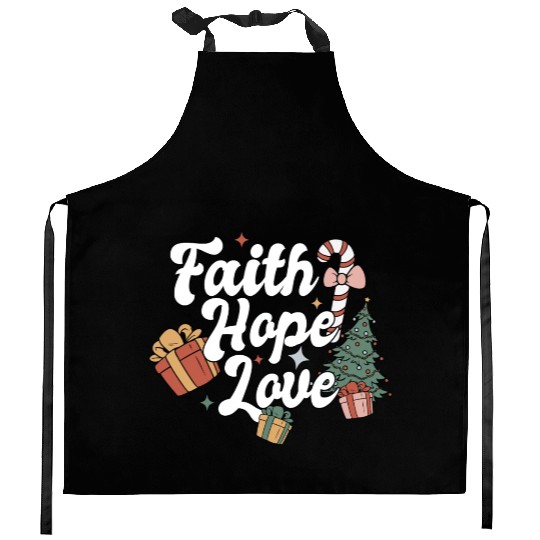 Faith Hope Love Religious Family Christmas Kitchen Aprons