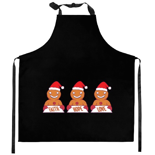 Gingerbread Man Faith Hope Love Religious Kitchen Aprons
