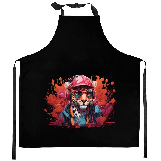 leopard animal art I cool cute leopard Kitchen Aprons