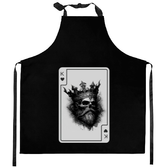 King of Hearts Creepy Card Game Poker Kitchen Aprons