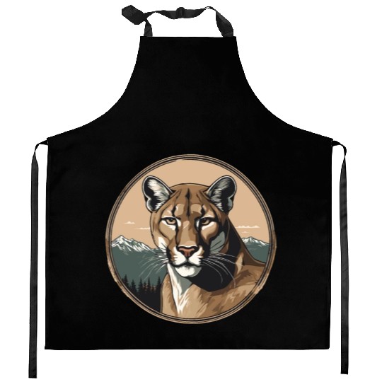 Mountain Lion Cougar Kitchen Aprons