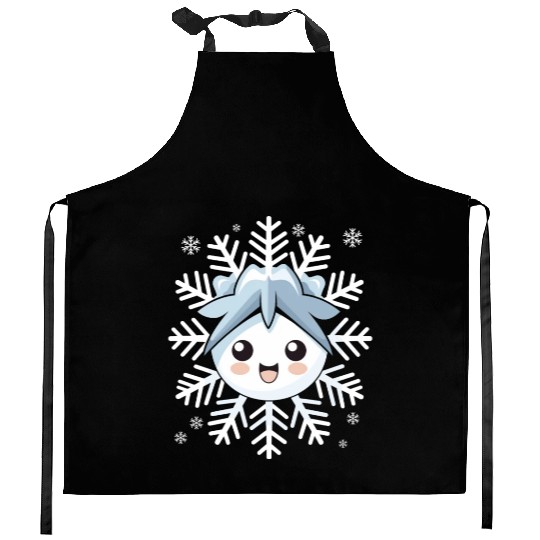 Cute Funny Snowflake Snow Winter Kawaii Gift Kitchen Aprons