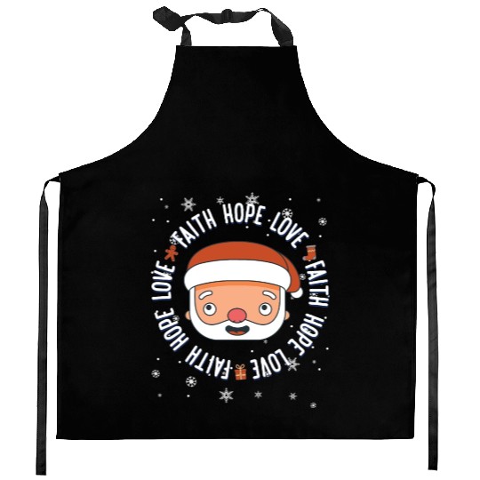 Religious Family Faith Hope Love Christmas Santa Kitchen Aprons