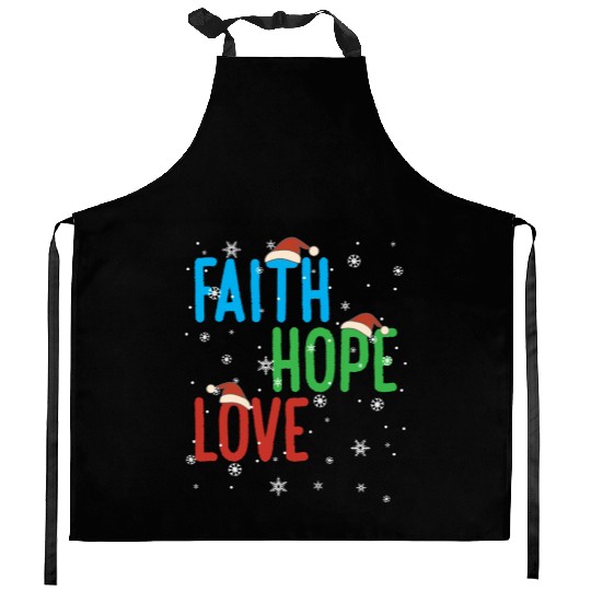 Faith Hope Love Religious Family Christmas Santa Kitchen Aprons