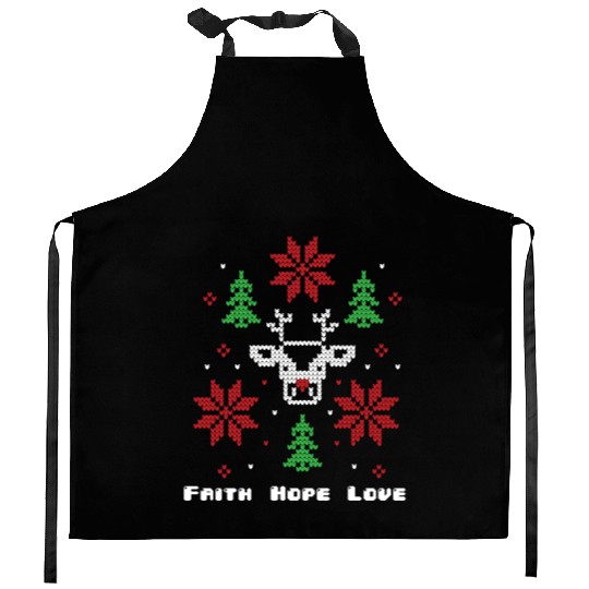 Faith Hope Love Religious Family Christmas Kitchen Aprons
