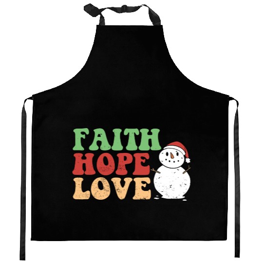 Faith Hope Love Religious Family Christmas Kitchen Aprons