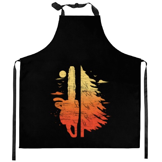 Lumberjack gift for woodworkers chainsaw wood Kitchen Aprons