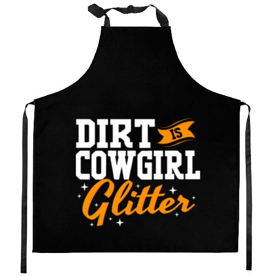 Funny Barrel Racing Women Dirt Is Cowgirl Glitter Kitchen Aprons