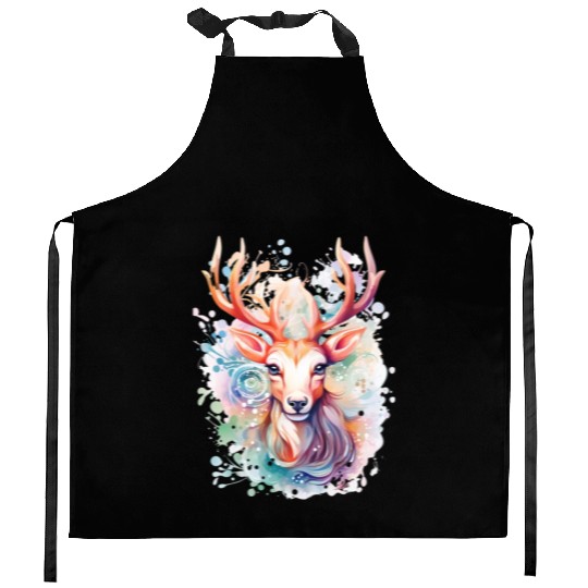 Colorful Reindeer Fantasy: Studio Ghibli Style Kitchen Aprons