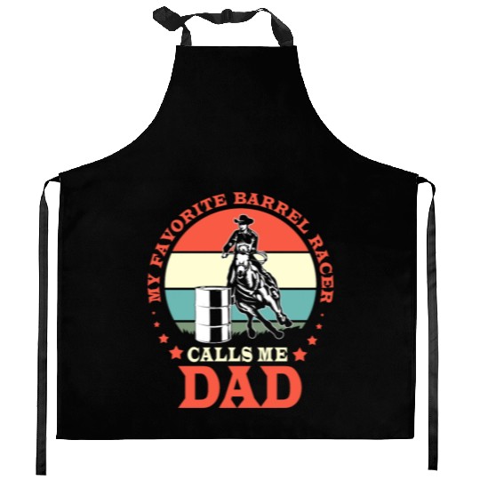 Retro Horse Riding Fathers Day Barrel Racing Dad Kitchen Aprons