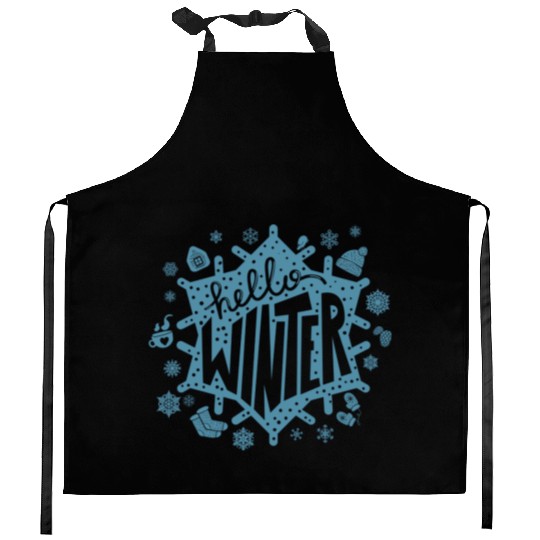 Abstract Winter Snowflakes" Kitchen Aprons
