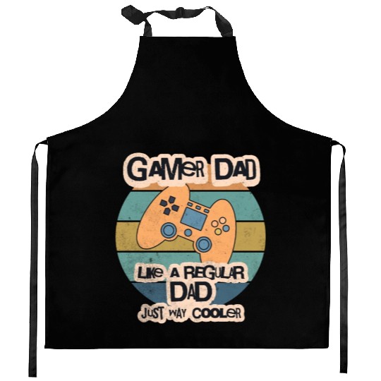 Cool Retro Gamer Dad Kitchen Aprons