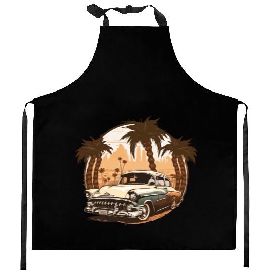 vintage classic car Kitchen Aprons