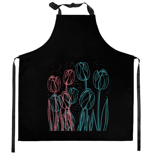 Colorful Tulips Garden Kitchen Aprons