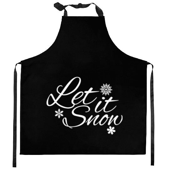 Let it Snow christmas design with snowflake Kitchen Aprons