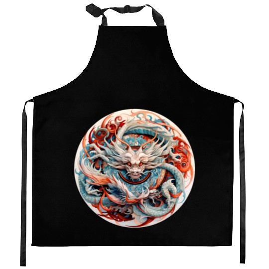 Chinese Dragon Mandala Art Kitchen Aprons