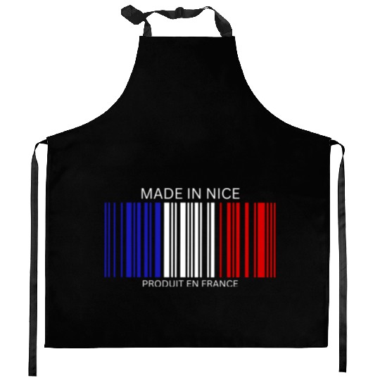 Nice Barcode France Flag for French People Kitchen Aprons