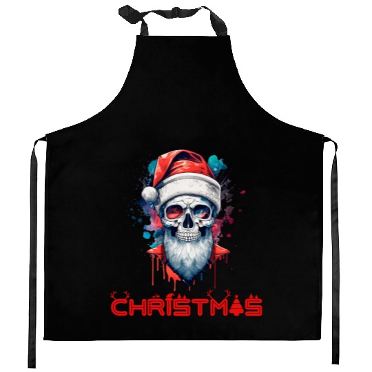 Beard Skull Christmas Kitchen Aprons