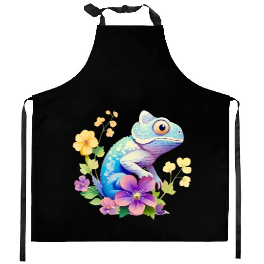 Cute Chameleon for Lizard Pet Lover Kitchen Aprons