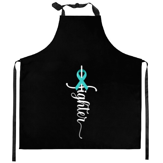 Fighter Christian Cross Warrior Ovarian Cancer Kitchen Aprons
