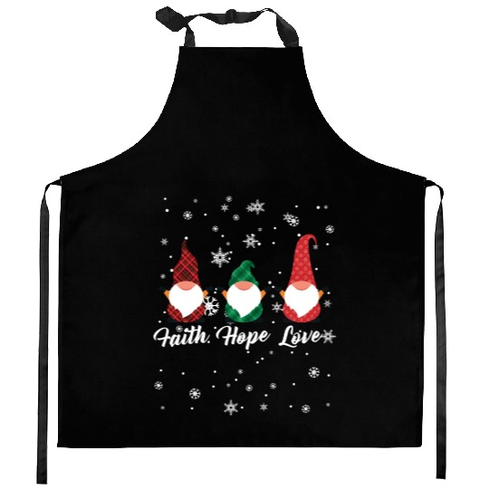 Faith Hope Love Religious Family Christmas Gnome Kitchen Aprons