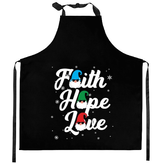 Religious Family Faith Hope Love Christmas Gnome Kitchen Aprons