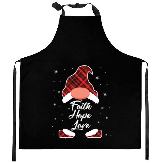 Faith Hope Love Religious Family Christmas Gnome Kitchen Aprons