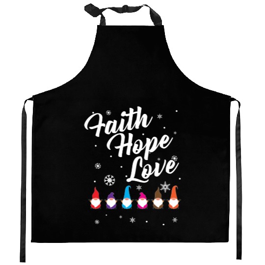 Religious Family Faith Hope Love Christmas Gnome Kitchen Aprons