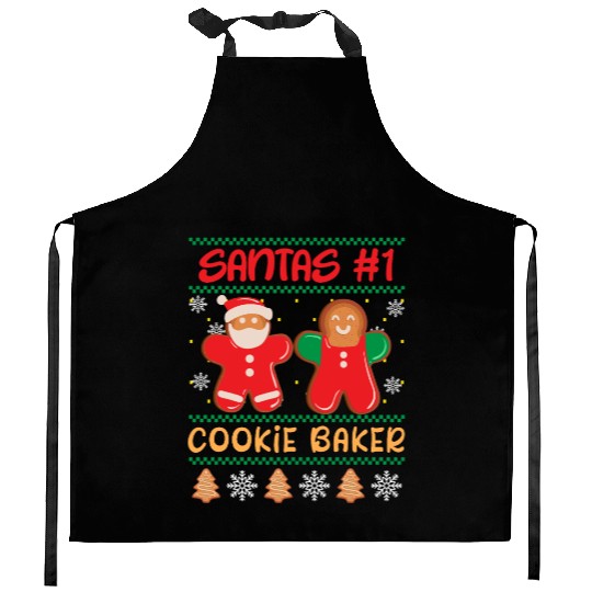 Santa's Number 1 Cookie Baker Christmas Baking Kitchen Aprons