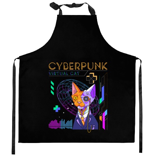 Cyborg Retro Gamer Scifi Kitchen Aprons