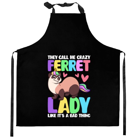 Female Ferret Lover Kitchen Aprons