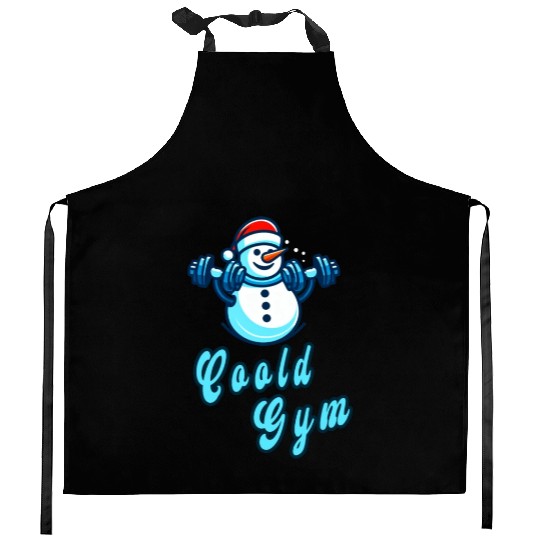 Cool gym funny snowman Kitchen Aprons