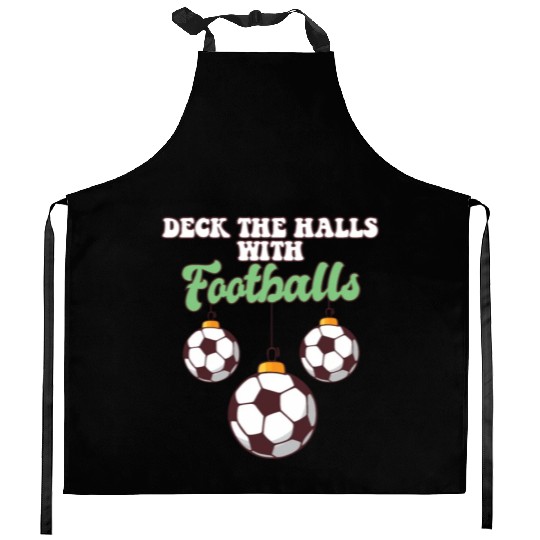 Football Player Coach Christmas Balls Deck The Kitchen Aprons