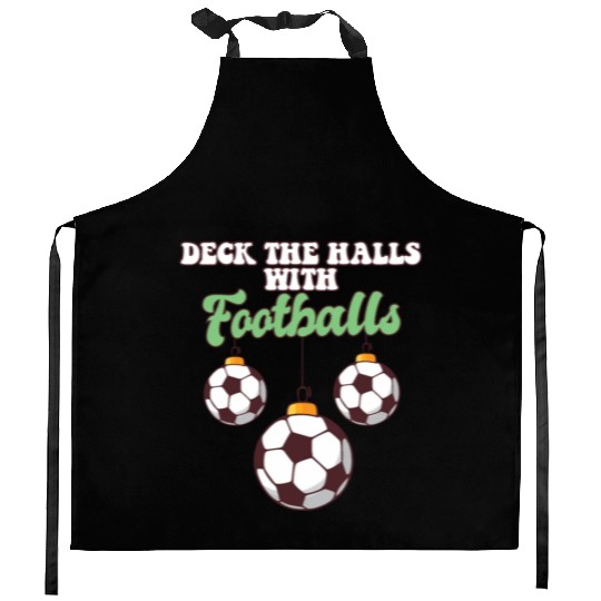 Football Player Coach Christmas Balls Deck The Kitchen Aprons