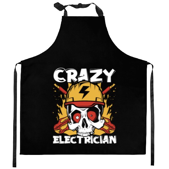 Crazy Electrician Powerline Technician Wiremen Kitchen Aprons