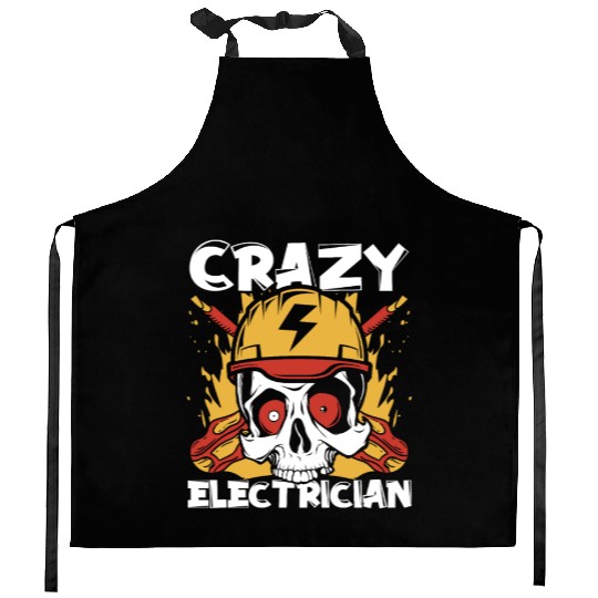 Crazy Electrician Powerline Technician Wiremen Kitchen Aprons