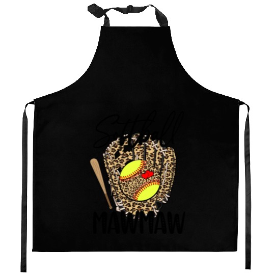 Softball Mawmaw Leopard Game Day Softball Lover Kitchen Aprons