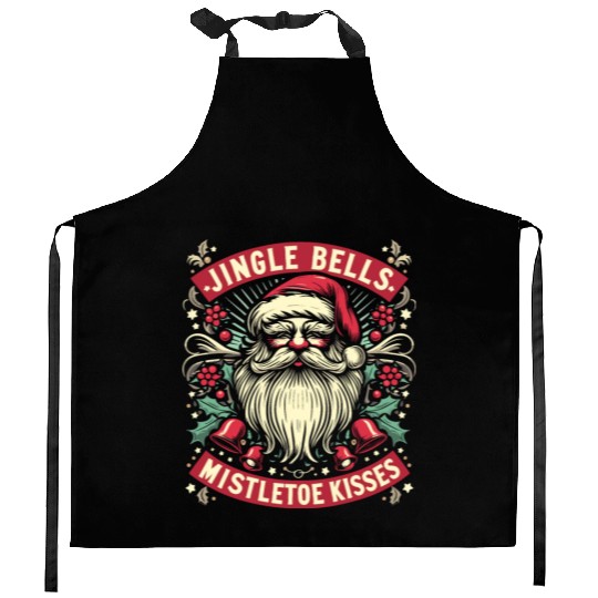 Jingle Bells Mistletoe Kisses Kitchen Aprons