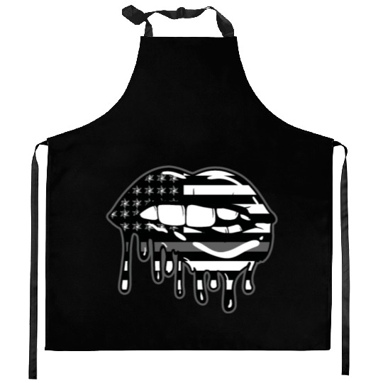 US Flag Lips Correctional Officer Patriotic First Kitchen Aprons