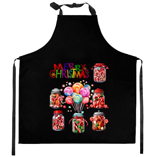 Merry Christmas Sweet Candy Canes Kitchen Aprons